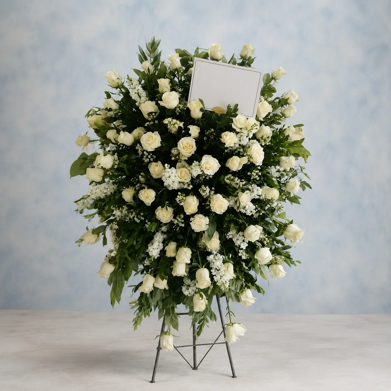 Palma Fúnebre de Rosas Blancas - arreglo fúnebre en Pereira